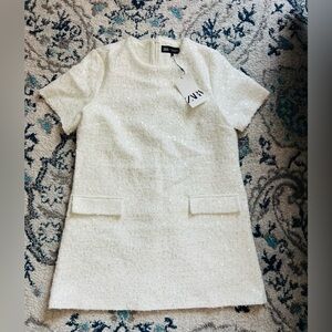 Zara Off-White Textured Apparel dress